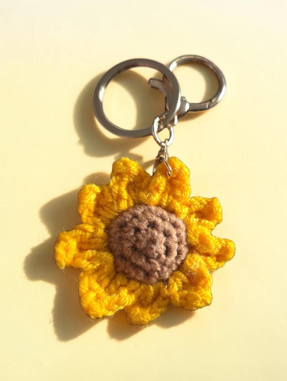 Handmade Crocheted Sunflower Keychain - Yellow
